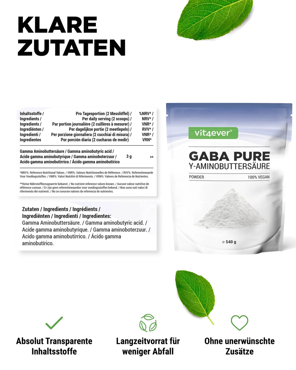 Gaba Pure Pulver 540g
