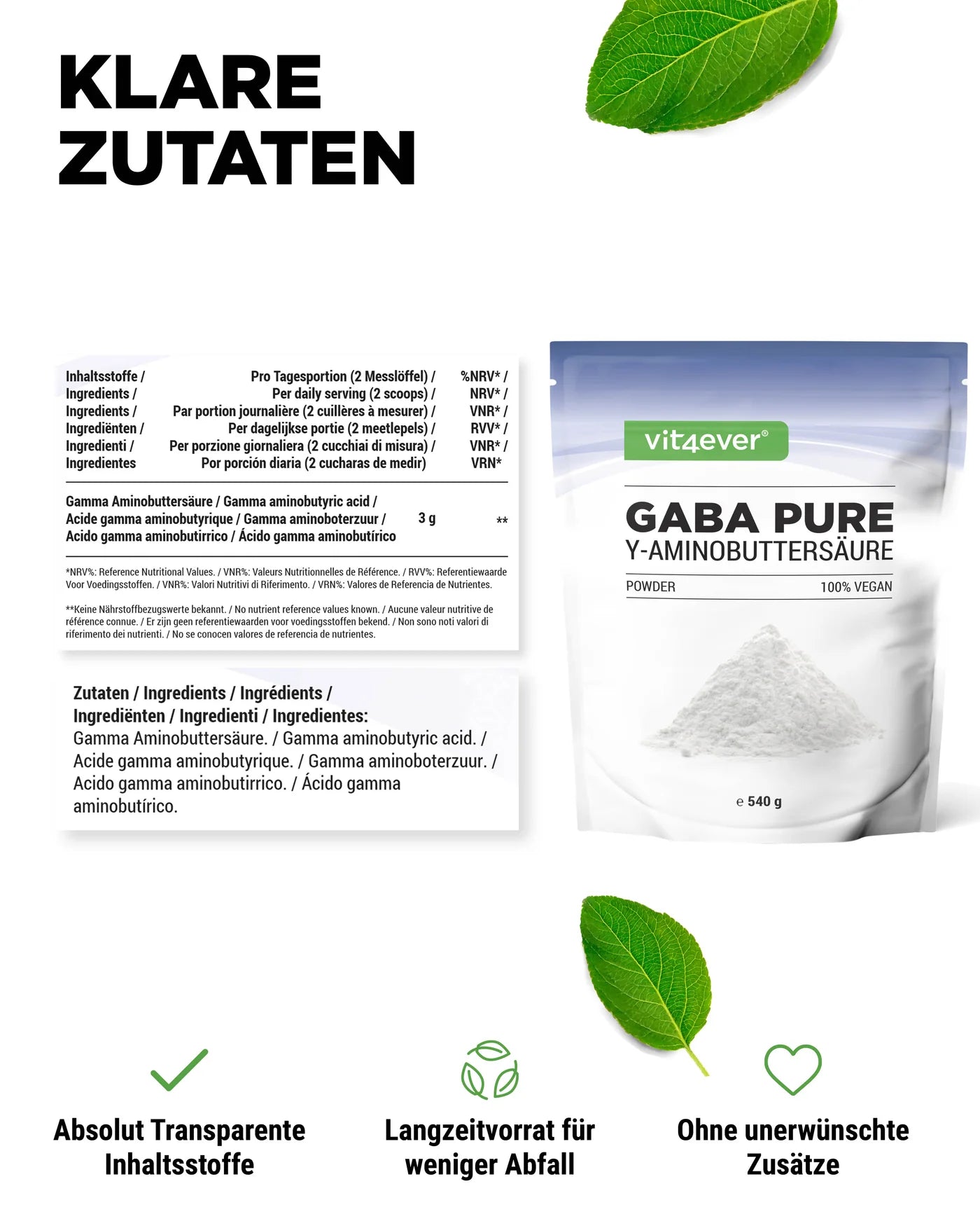 Gaba Pure Pulver 540g