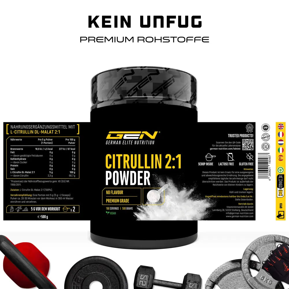L-Citrullin DL-Malat 2:1 500g Pulver