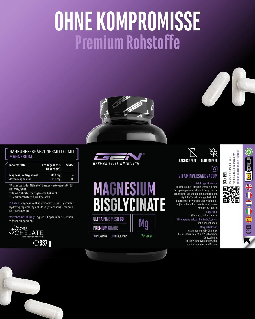 Magnesium Bisglycinat - Core Chelate® 300 Kapseln