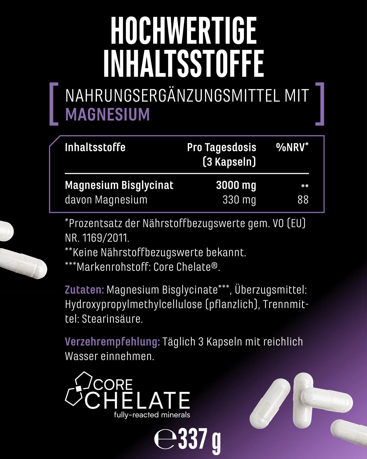 Magnesium Bisglycinat - Core Chelate® 300 Kapseln