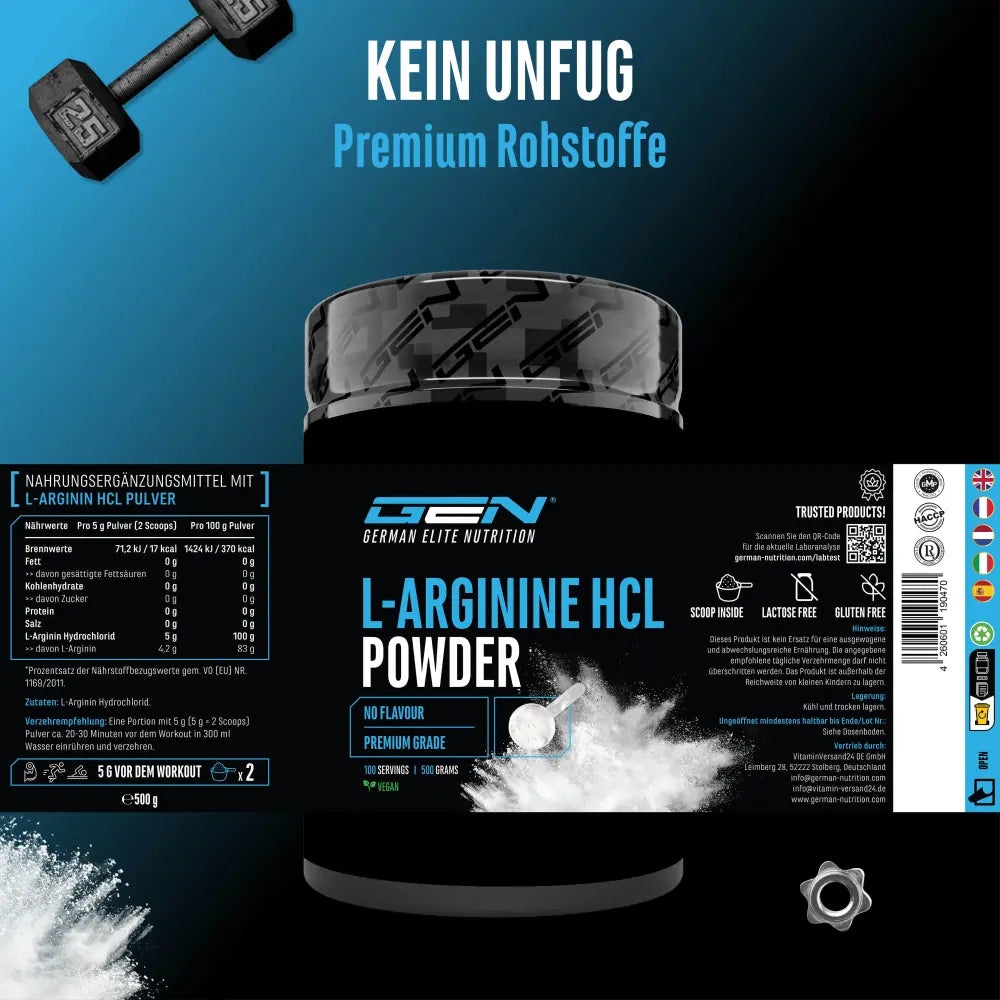 L-Arginin HCL 500g Pulver
