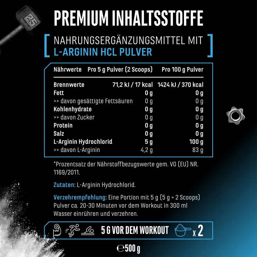 L-Arginin HCL 500g Pulver