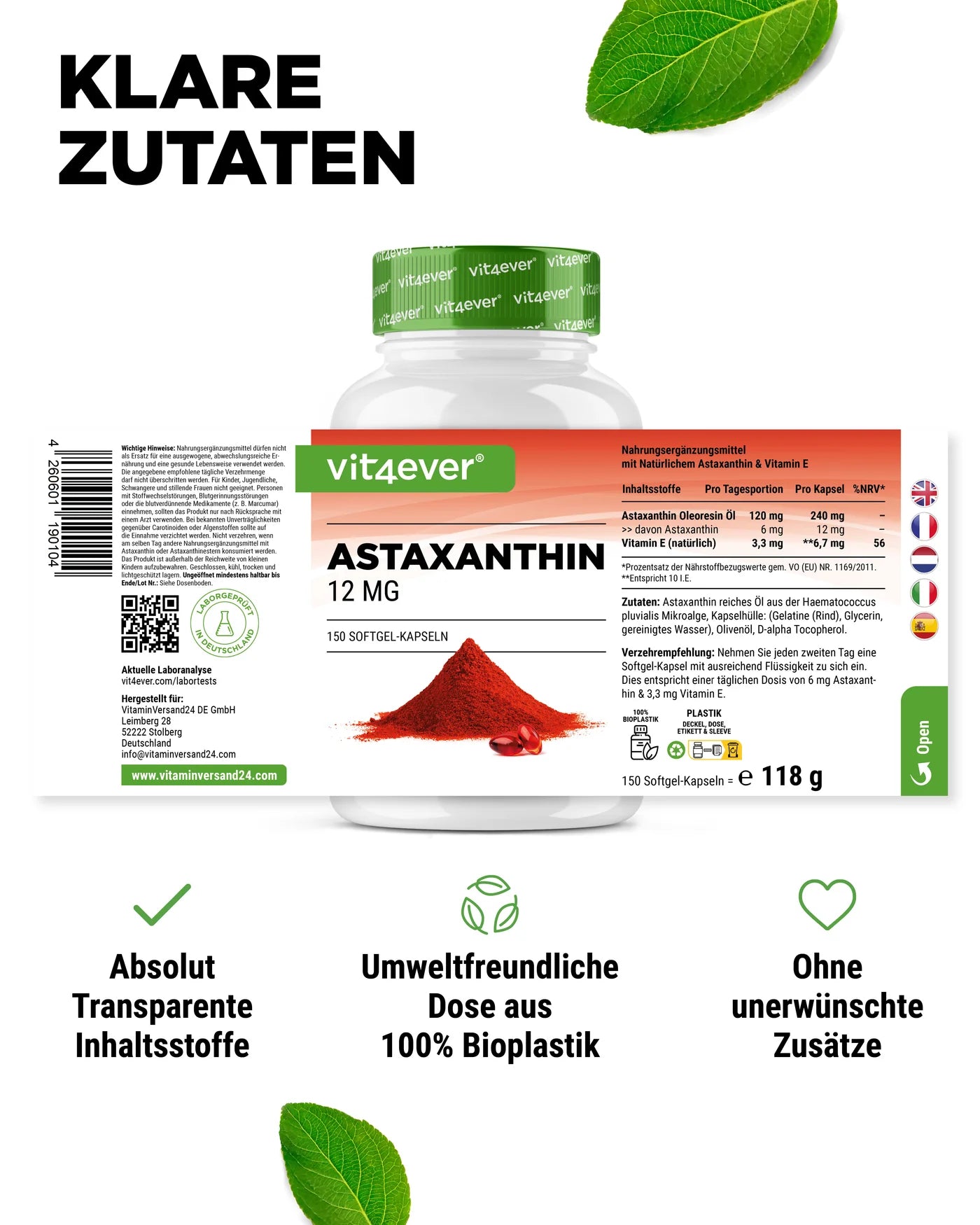 Astaxanthin 12 mg 150 Kapseln