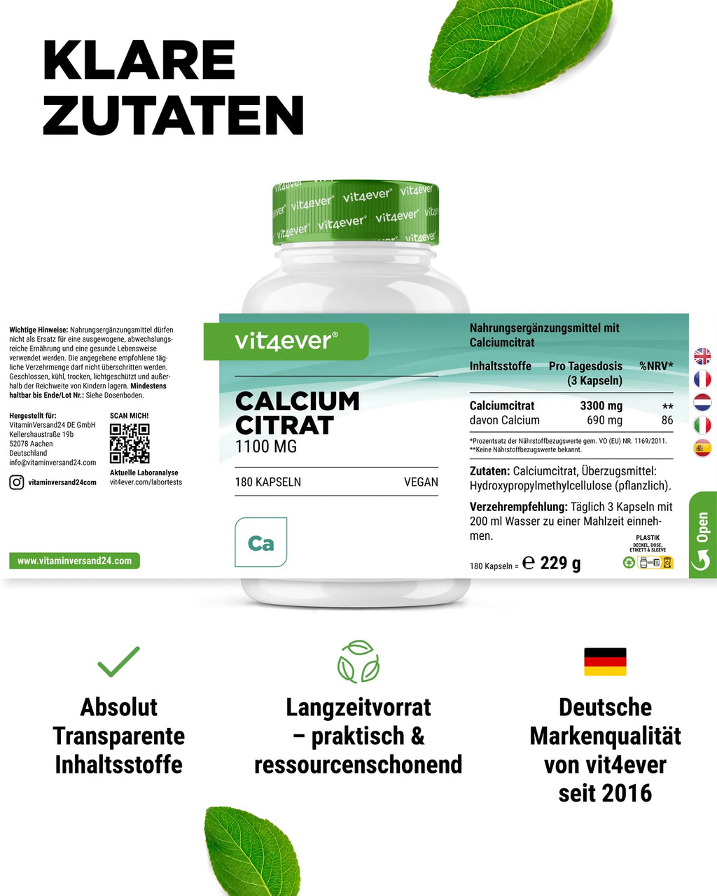 Calcium Citrat 180 Kapseln
