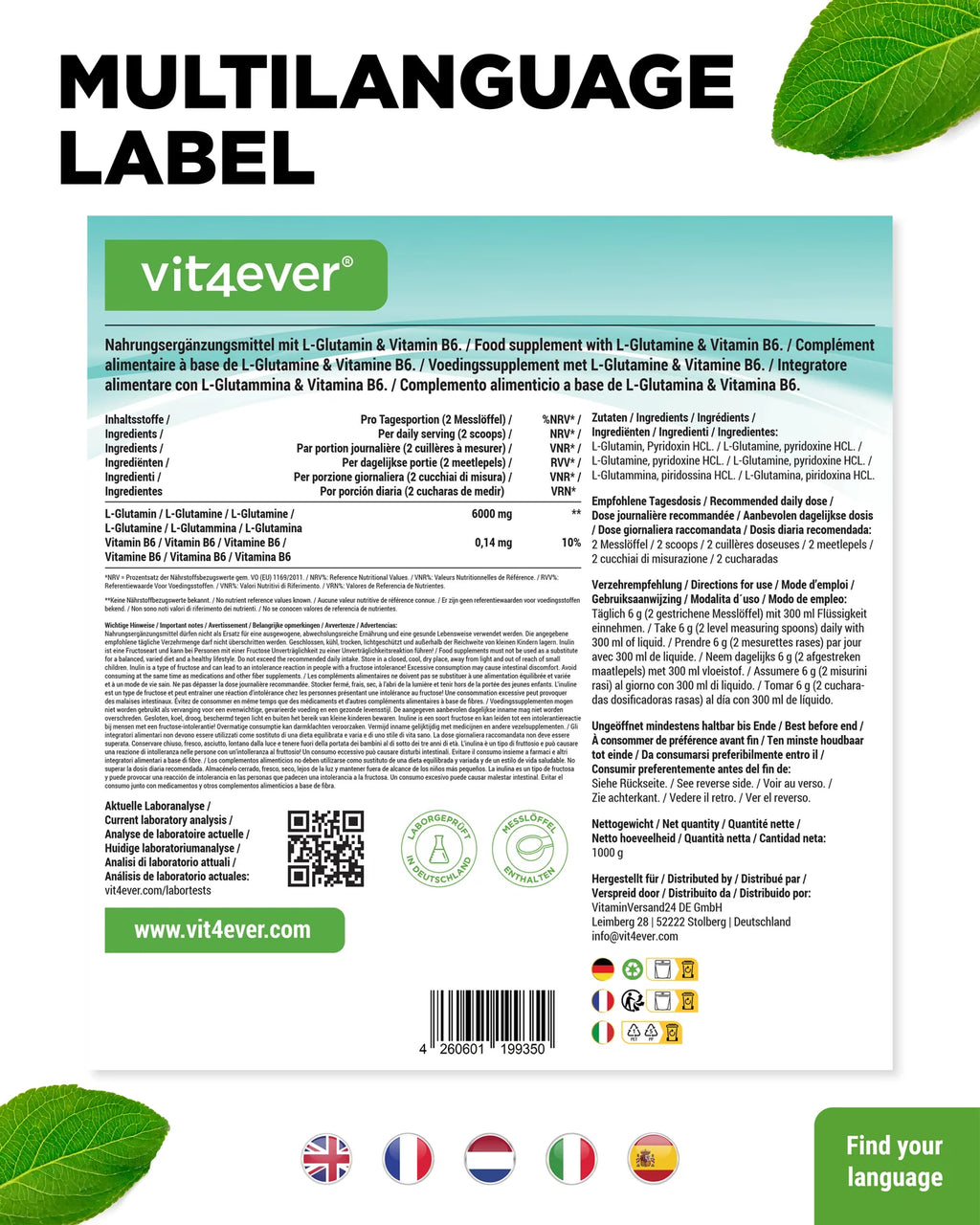 L-Glutamin Pulver 1kg