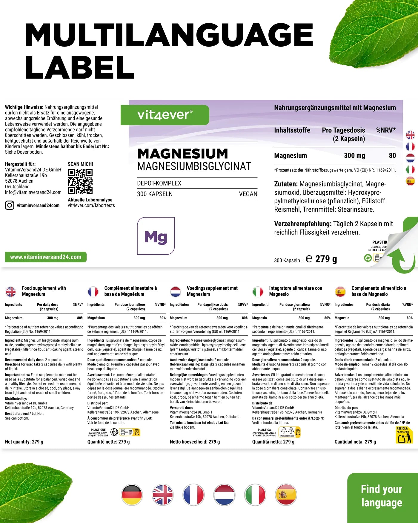 Magnesiumbisglycinat Depot Komplex 300 Kapseln