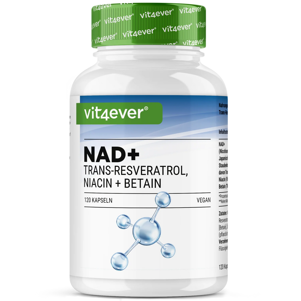 NAD+ mit Trans-Resveratrol, Niacinamid & TMG 120 Kapseln