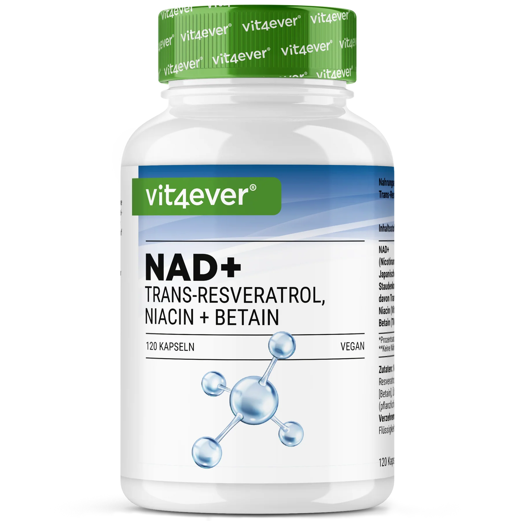 NAD+ mit Trans-Resveratrol, Niacinamid & TMG 120 Kapseln