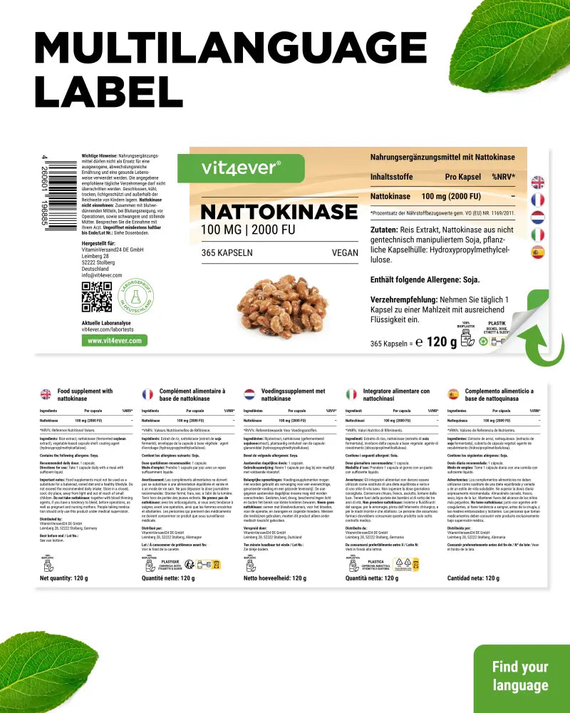 Nattokinase  365 Kapseln