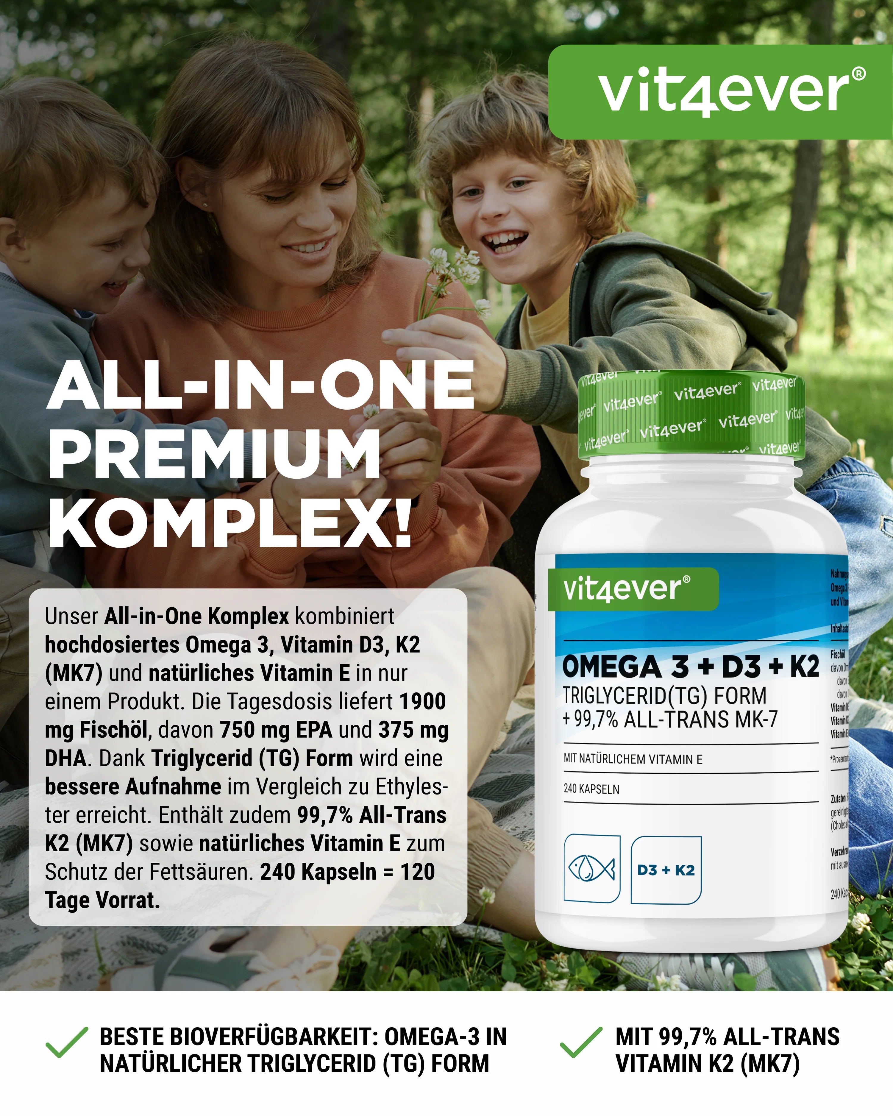 Omega 3 + D3 + K2 240 Kapseln