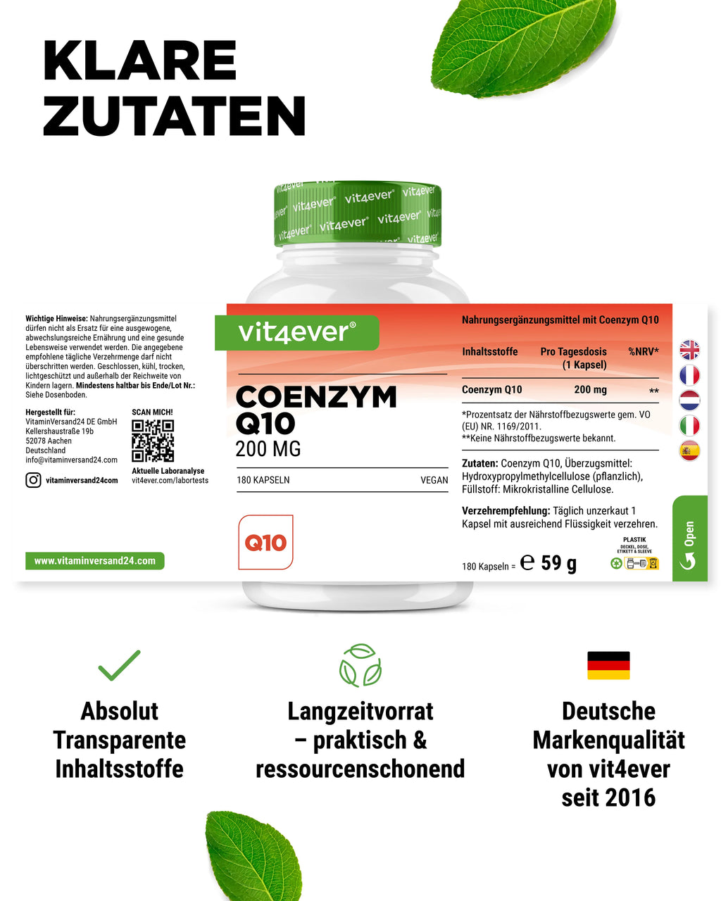 Coenzym Q10 - 200mg 180 Kapseln