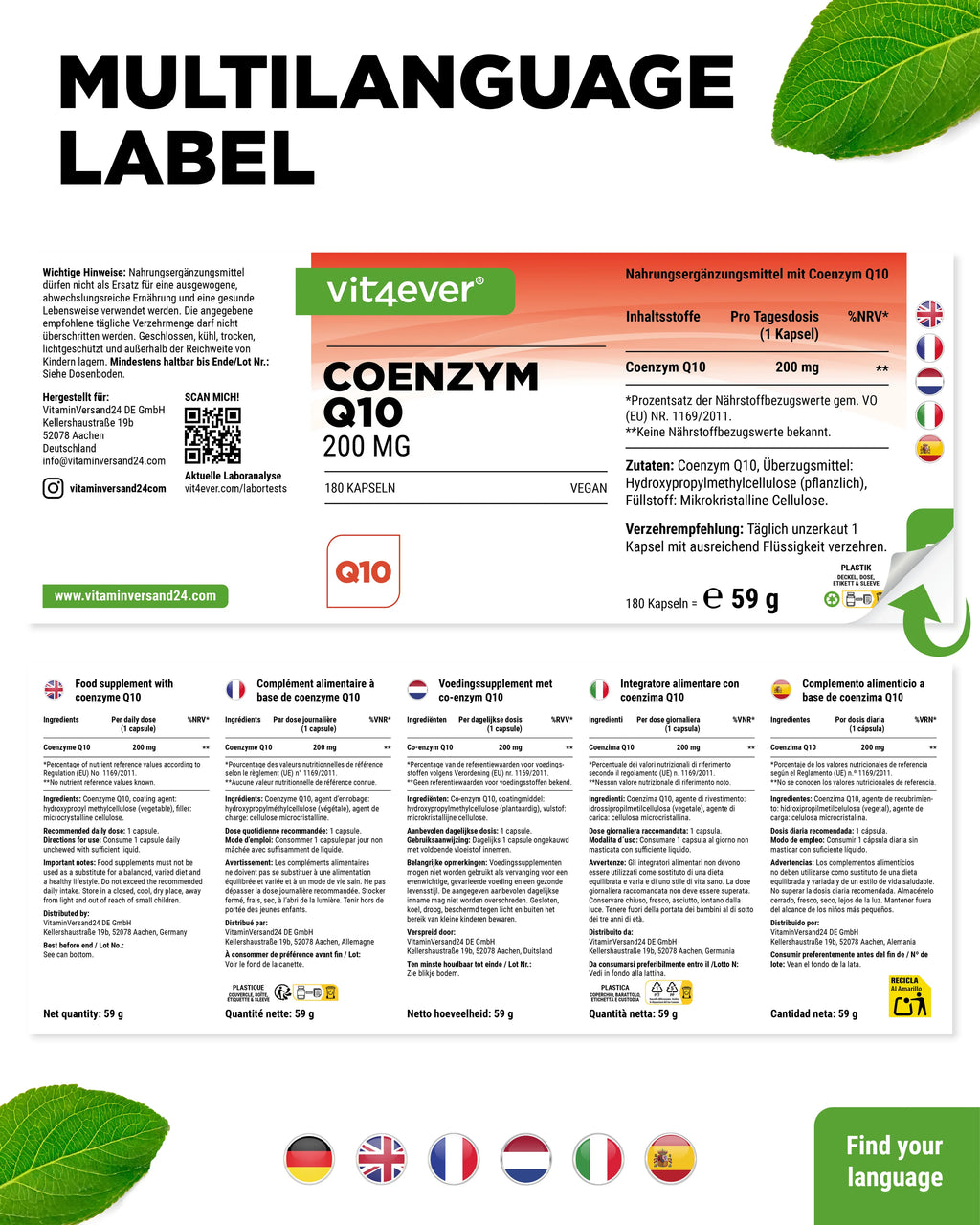 Coenzym Q10 - 200mg 180 Kapseln