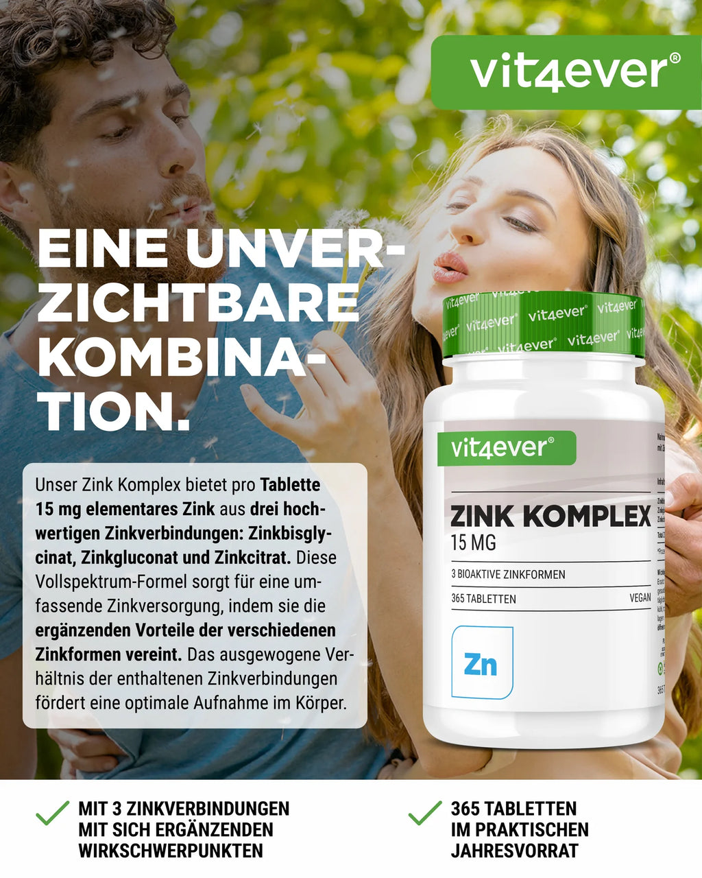 Zink Komplex mit 3 Zinkformen 365 Kapseln