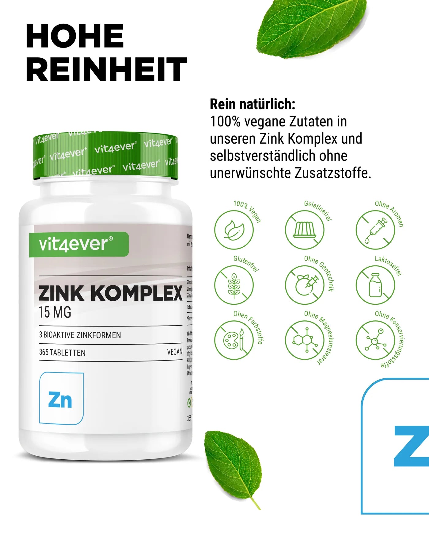 Zink Komplex mit 3 Zinkformen 365 Kapseln