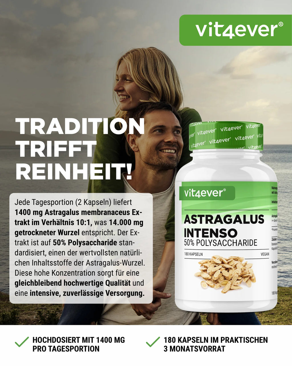 Astragalus - 50% Polysachharide 180 Kapseln