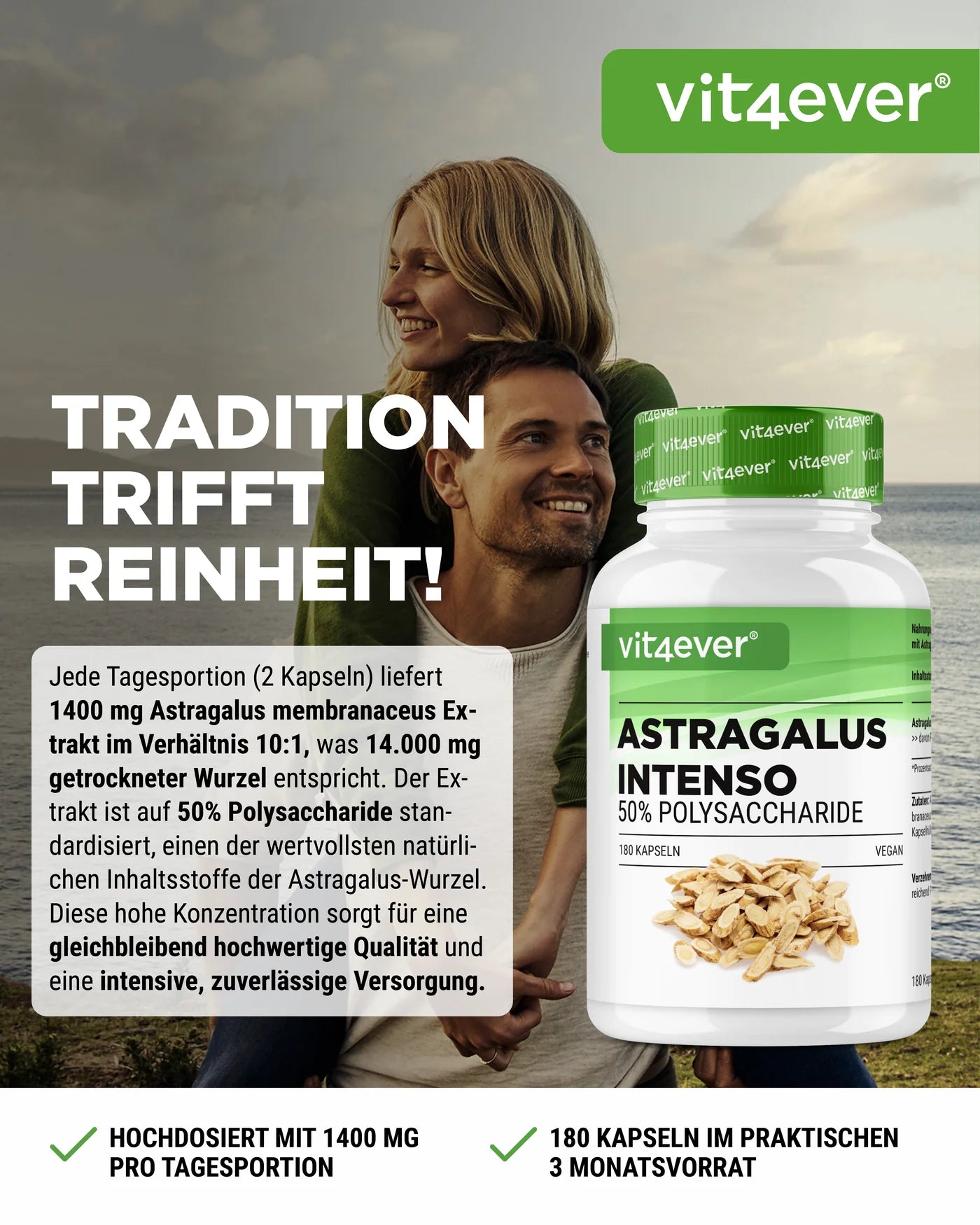 Astragalus - 50% Polysachharide 180 Kapseln