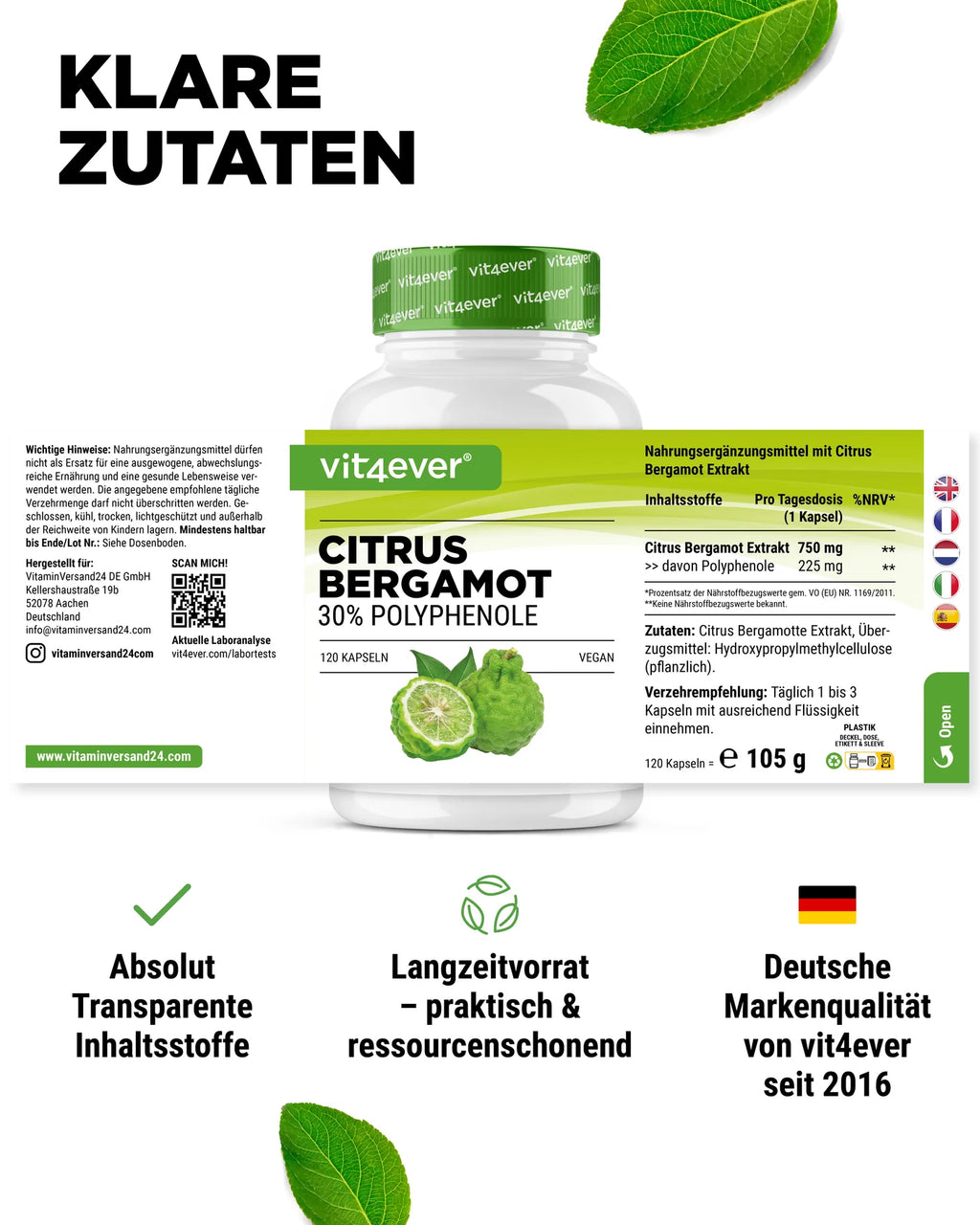 Citrus Bergamot, 30% Polyphenole  120 Kapseln