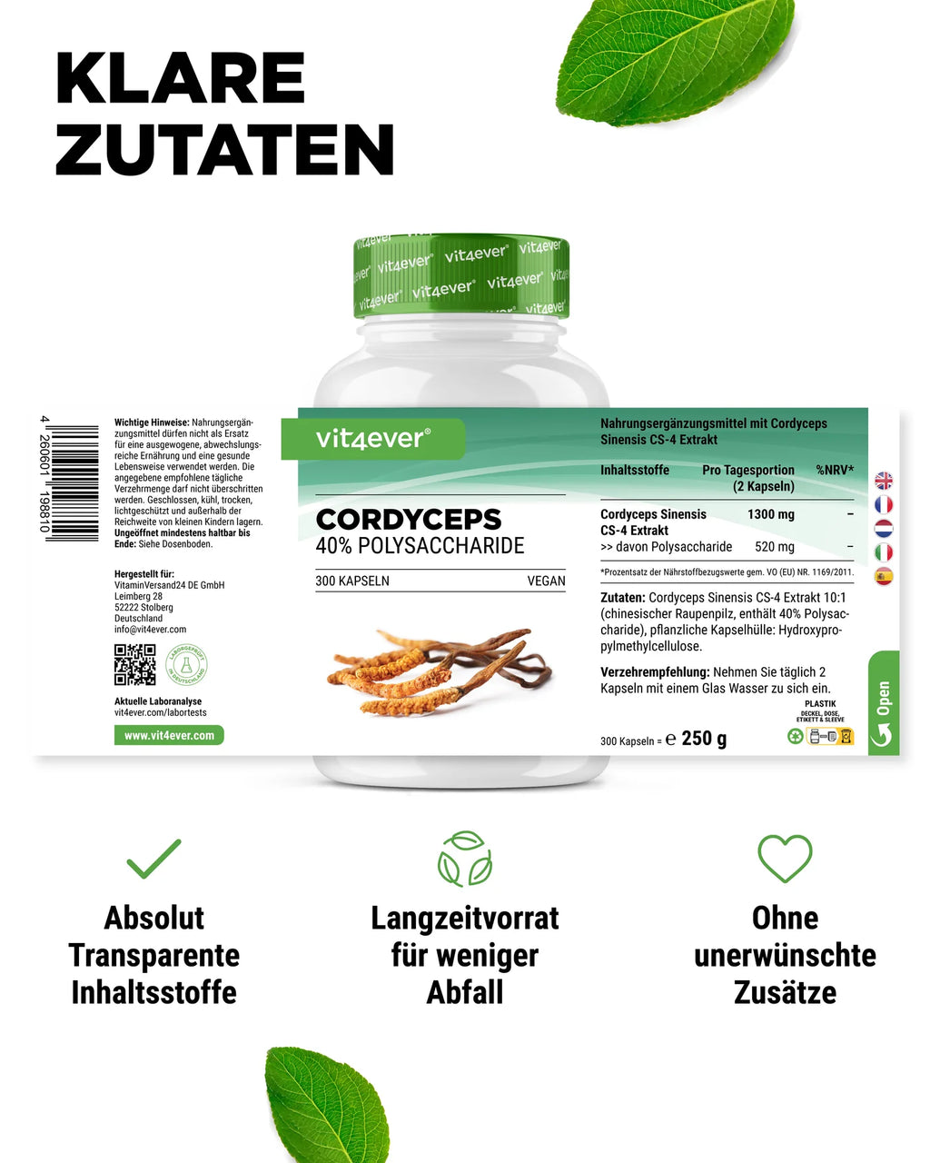 Cordyceps - CS-4 Extrakt 300 Kapseln
