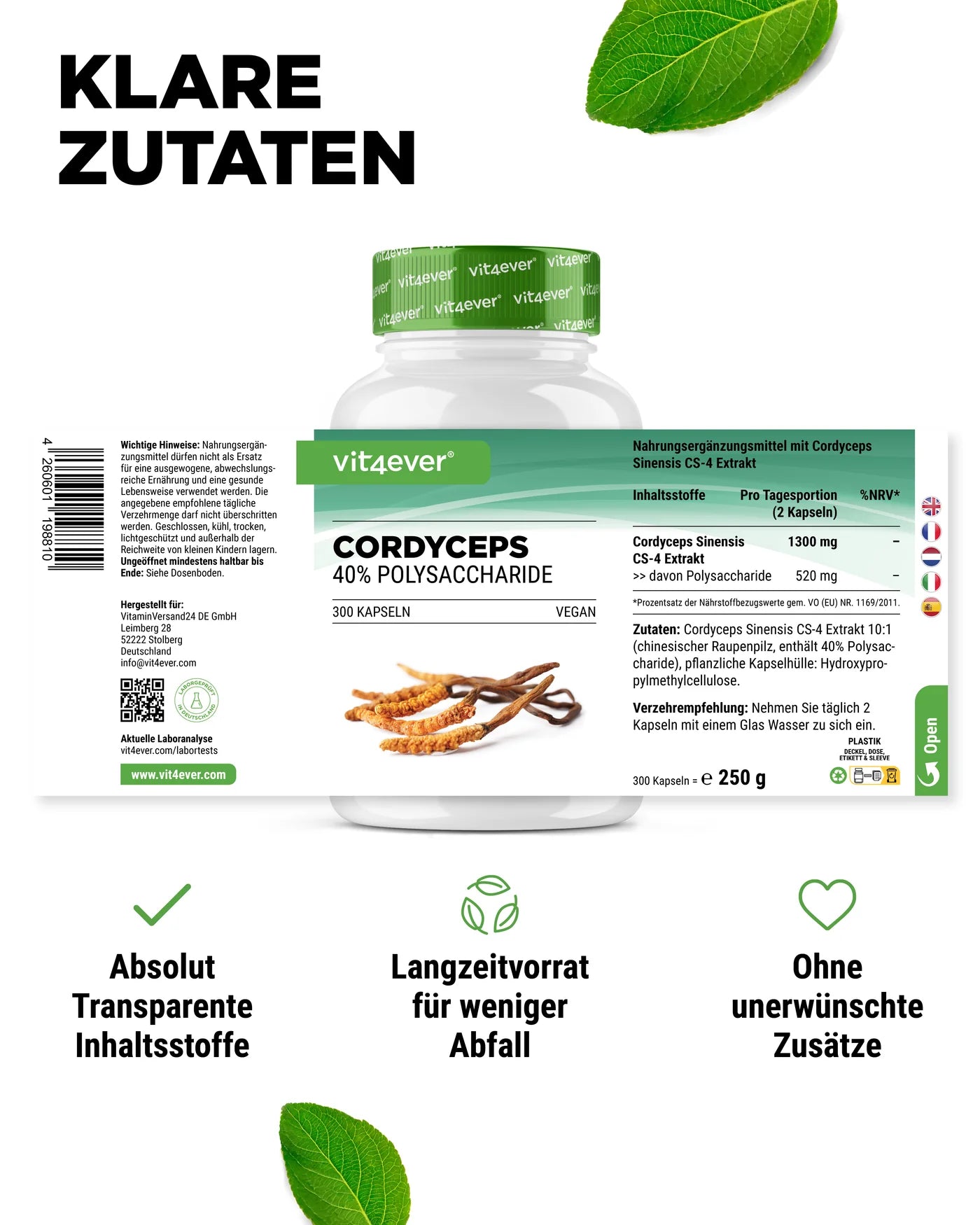 Cordyceps - CS-4 Extrakt 300 Kapseln