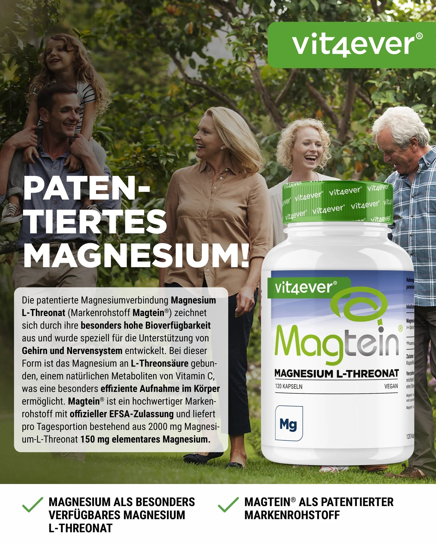 Magnesium Magtein® L-Threonate 120 Kapseln