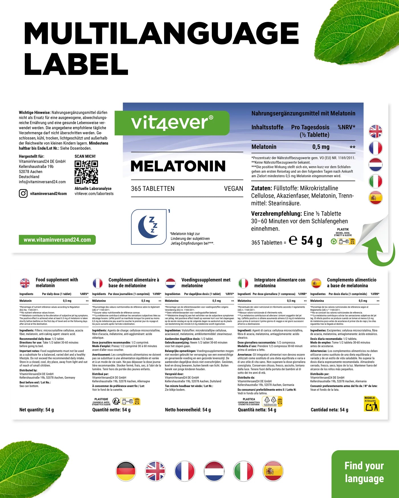Melatonin 1 mg  365 Tabletten