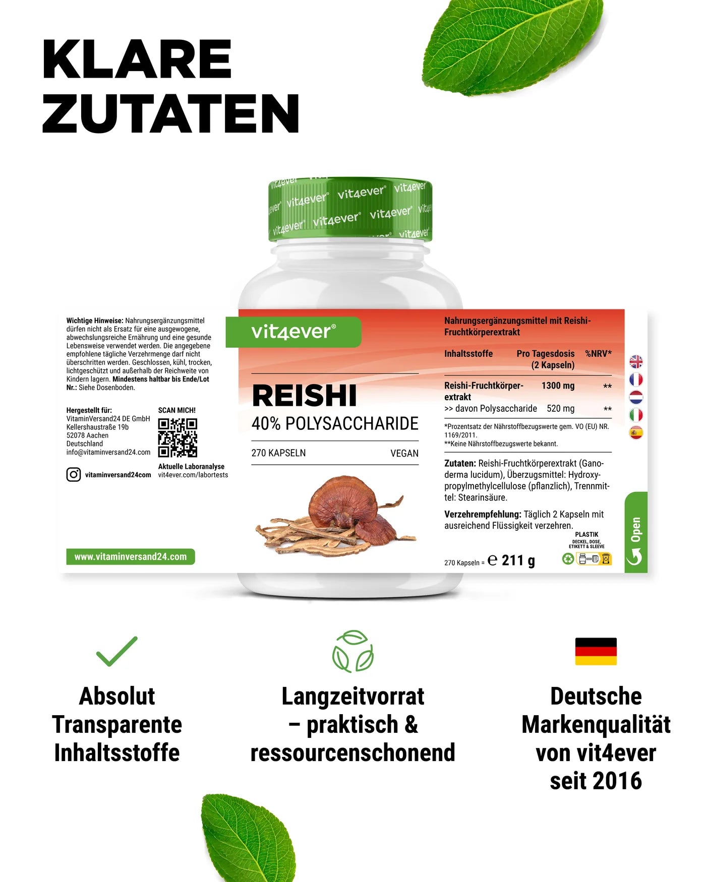 Reishi Intenso Pilz - 650 mg Extrakt 270 Kapseln