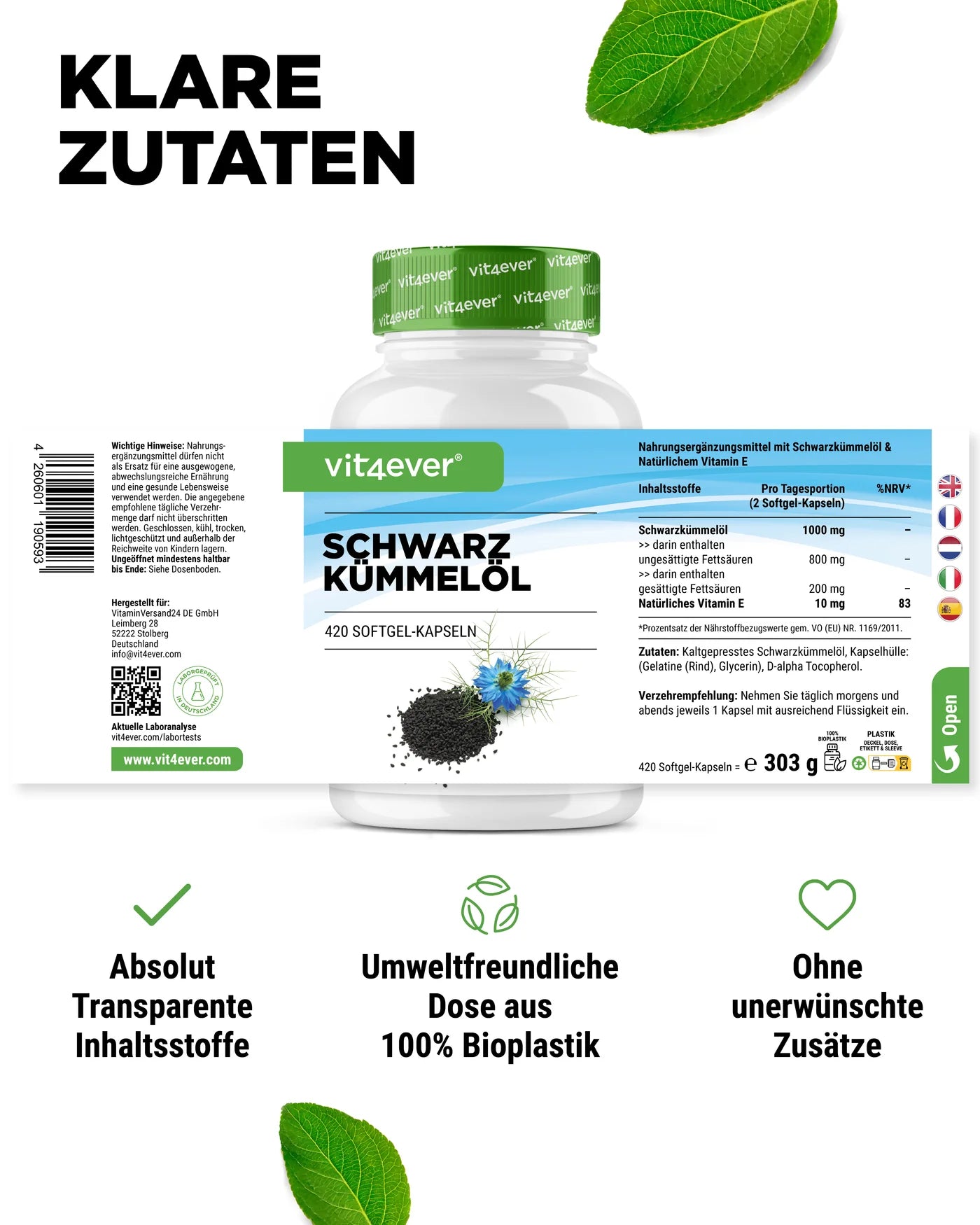 Schwarzkümmelöl - 500 mg 420 Softgel Kapseln