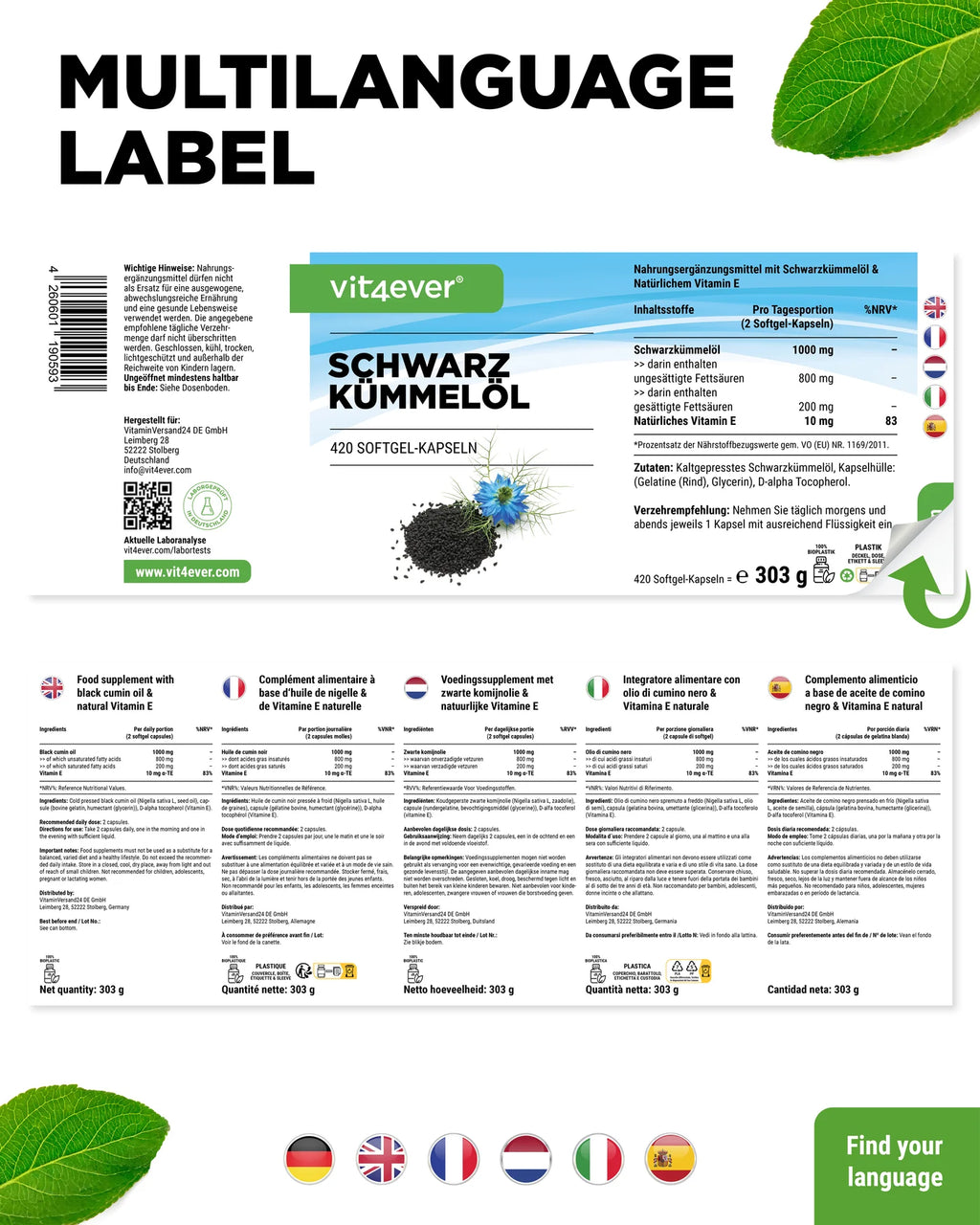 Schwarzkümmelöl - 500 mg 420 Softgel Kapseln