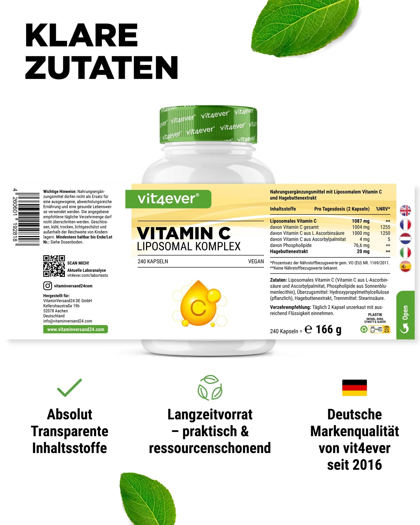 Liposomales Vitamin C 240 Kapseln