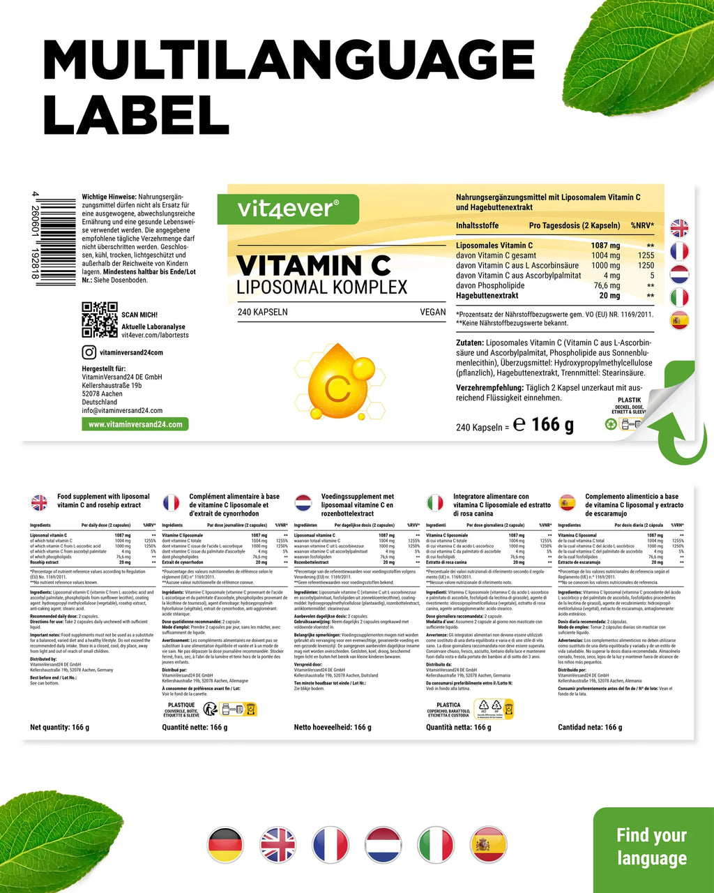 Liposomales Vitamin C 240 Kapseln