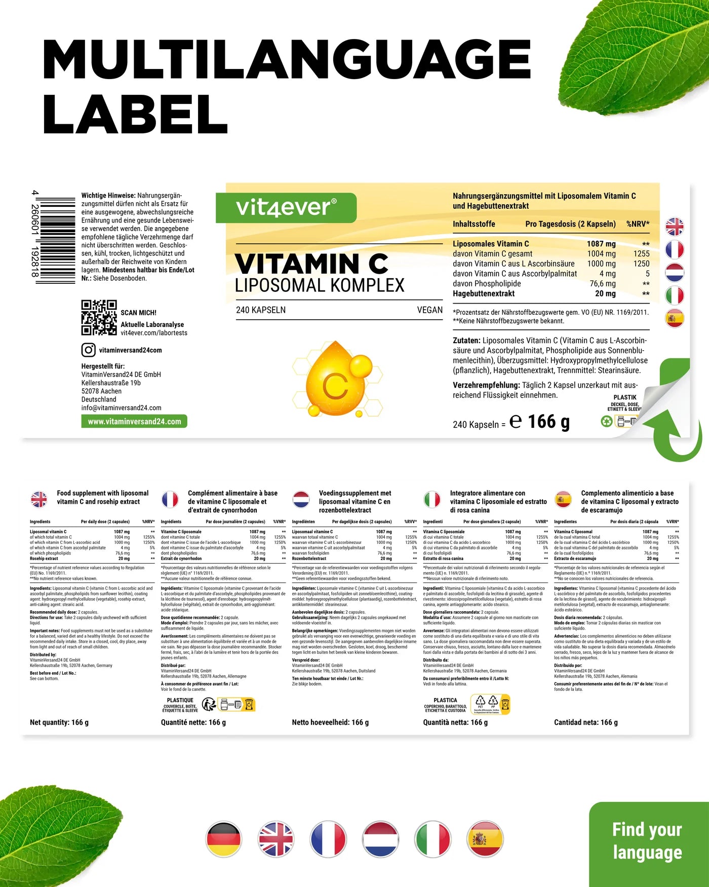Liposomales Vitamin C 240 Kapseln